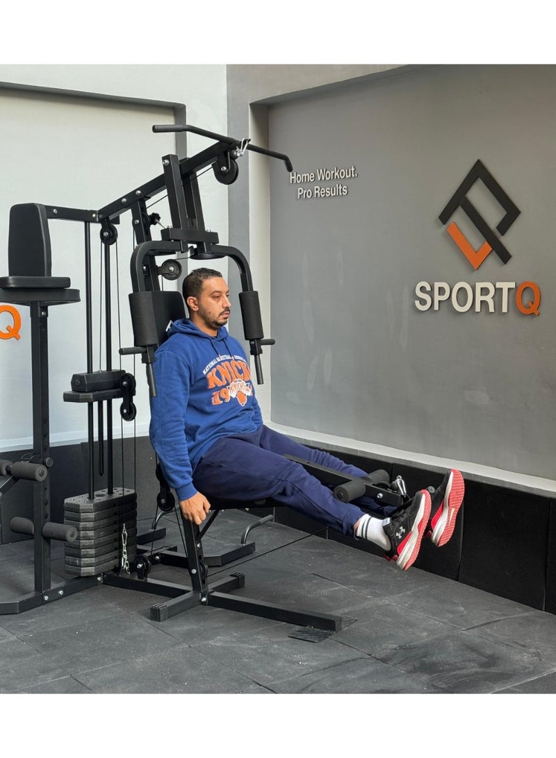 سبورت كيو جهاز جيم منزلي متعدد الوظائف من سبورت كيو®️جهاز تمارين شامل لكامل الجسم مع أوزان مدمجة، عقلة ومتوازي، بنش قابل للتعديل، لتدريب الصدر والظهر والأكتاف والذراعين والبطن والساقين – مثالي للمنزل - Image 4