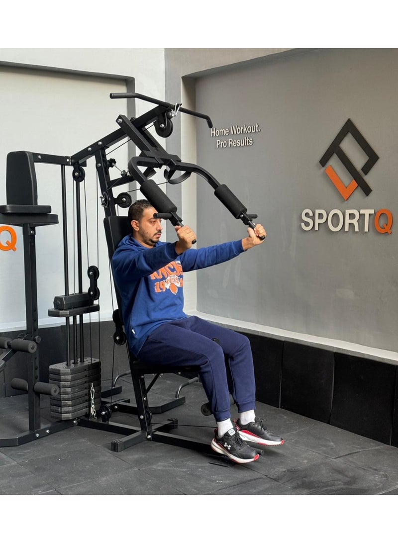 سبورت كيو جهاز جيم منزلي متعدد الوظائف من سبورت كيو®️جهاز تمارين شامل لكامل الجسم مع أوزان مدمجة، عقلة ومتوازي، بنش قابل للتعديل، لتدريب الصدر والظهر والأكتاف والذراعين والبطن والساقين – مثالي للمنزل - Image 3