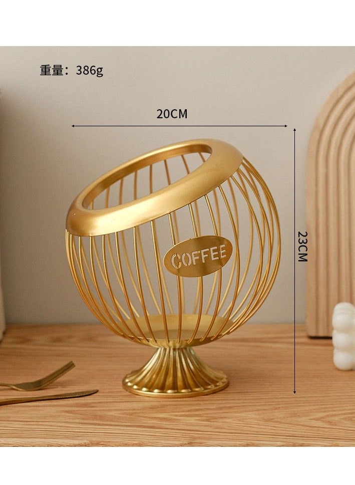 Golden Mesh Storage Basket - Coffee Capsule Organizer, Fruit Candy Holder, Kitchen Countertop Organizer for Small Items - Image 2