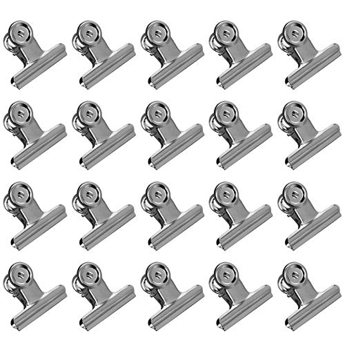 Aniann 20 Pack Large Metal Hinge Clips, 2 Inch Bull Binder Paper Clips Clamps File Clamps Bulldog Clips for Food Bag, Pictures, Photos, Home Office Suppliers - Image 1