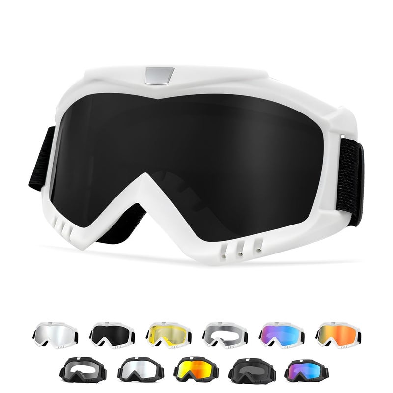 Yourkar Dirt Bike Goggle UV Protection Windproof ATV OffRoad Goggles Wide Vision Riding Motorcycle Goggle for Men Women WhiteBlack - Image 3