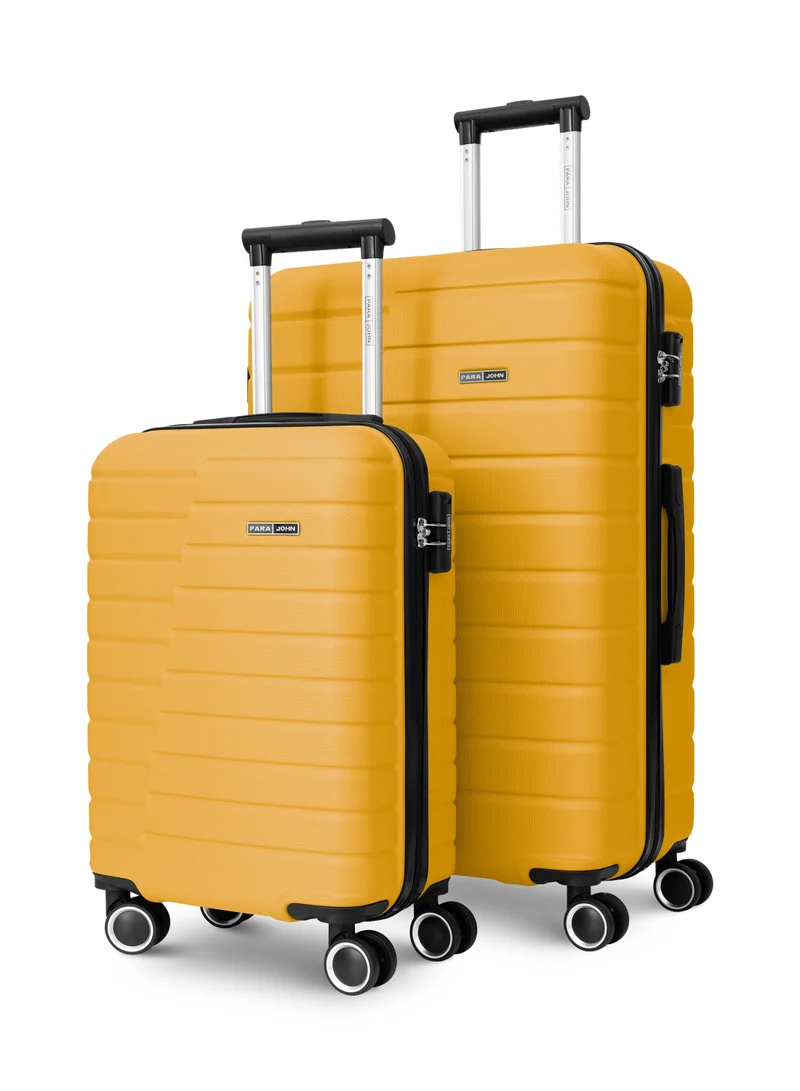 بارا جون Twinora 2-Piece ABS Hard Shell Lightweight Luggage Set – 20" Cabin (10kg) & 28" Large (30kg) Suitcases with 360° Spinner Wheels & TSA Lock, Yellow