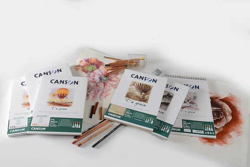 CANSON Canson C  Grain A4 224g White Drawing  Sketching Paper Pad 30 Sheets Fine Grain Texture Glued on Short Side Ideal for Professional Artists  - Image 5