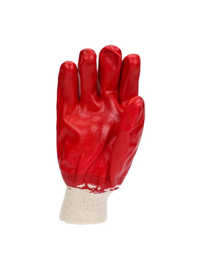 TAHA SAFETY - TAHA SAFETY P4301 Red PVC Safety Gloves | Lightweight, Breathable Cotton Blend, Seamless Design for Comfort, High Durability, Elastic Cuff, Industrial and General Hand Protection for Construction, Warehousing & Maintenance | PACK OF 2 PAIRS - Image 1