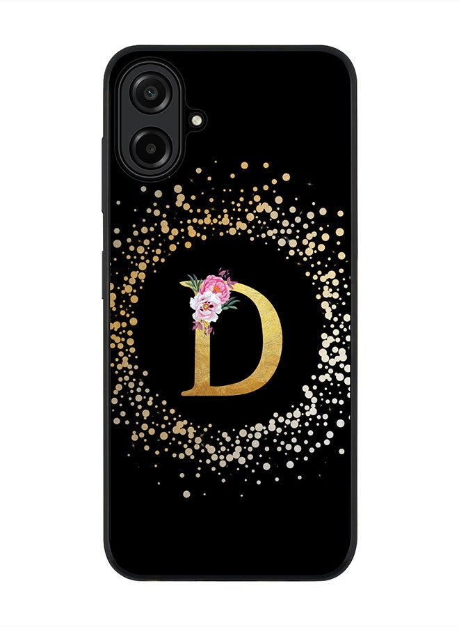 Stylizedd For Samsung Galaxy A07 4G Case,Slim fit Camera Protection, Shockproof Thin Phone cover  - Custom Monogram Floral - D ( Black )