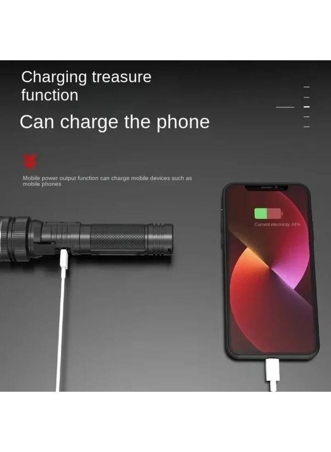 Black Powerful LED Flashlight with Zoom Digital Display Type C Rechargeable for Camping Hiking - Image 5