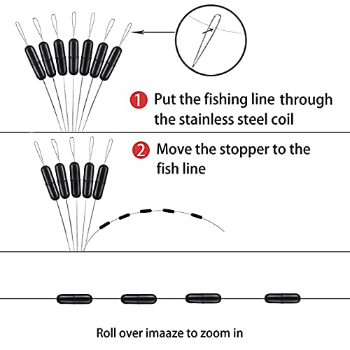 YOTO 300 Pieces Rubber Bobber Stops,6 in 1 Float Sinker Stopper,Oval Shape Column Shape Weight Stops Available - Image 2