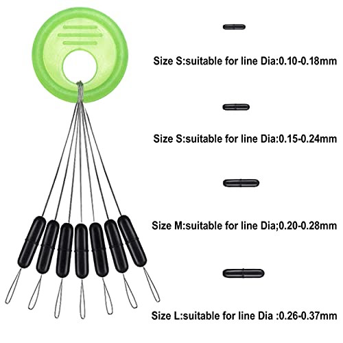 YOTO 300 Pieces Rubber Bobber Stops,6 in 1 Float Sinker Stopper,Oval Shape Column Shape Weight Stops Available - Image 3