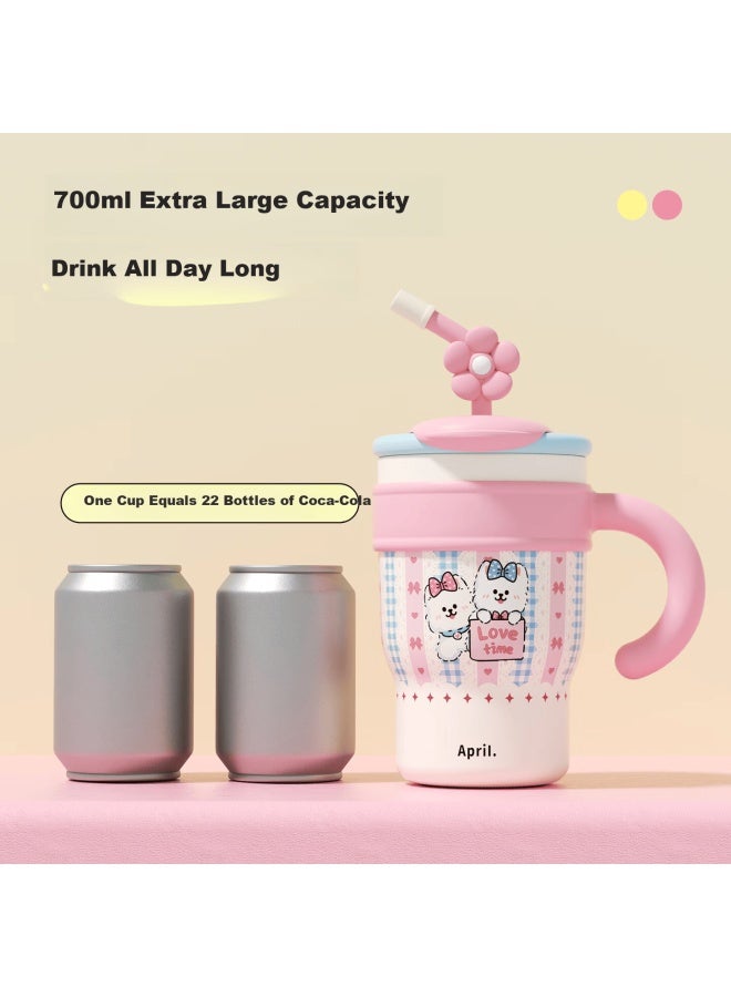 April Cute Straw Insulated Water Bottle For Girls High-value Ice Mug Stainless Steel Cup Birthday Gift Souvenir - Image 4