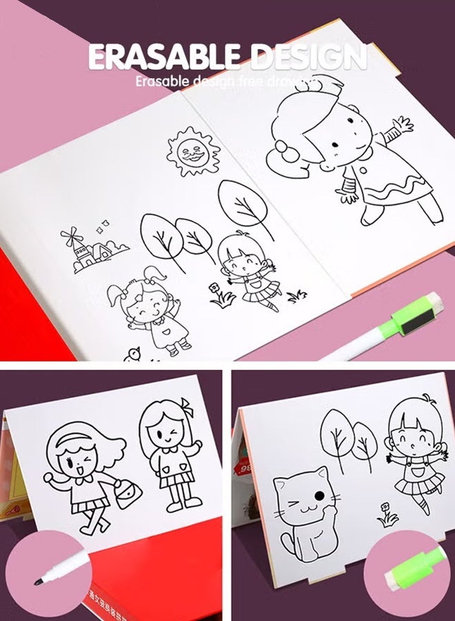 Magnetic Drawing Board, Girls Dress up themed toys, Wooden Puzzles Games Toys for Kids Drawing Learning - Image 4