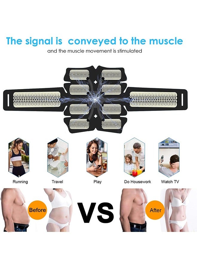 Arabest Smart Abdominal Muscle EMS Abs Stimulator Muscle Trainer Portable Wireless Portable Unisex Fitness Training Gear for Abdomen Arm Leg Waist Hip Training Home Office Exercise Equipment(Blue) - Image 4