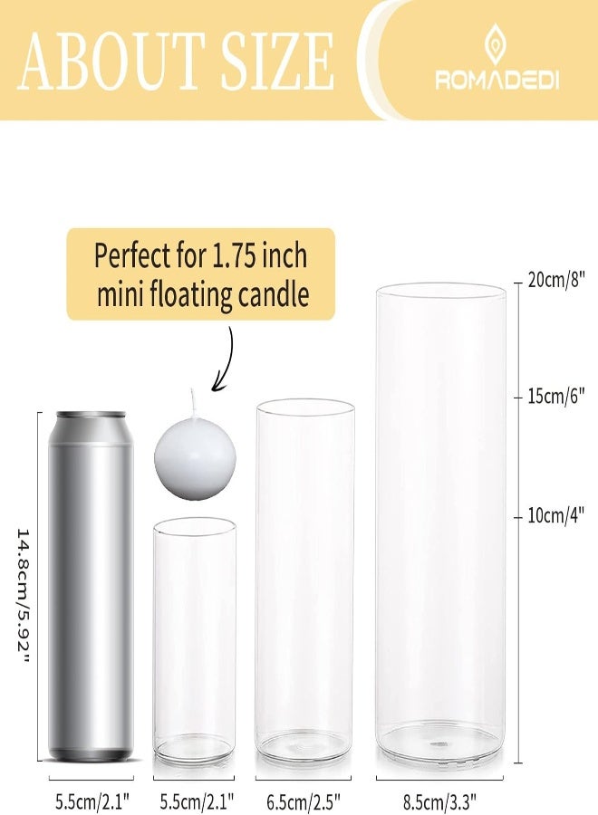 AKDC Hurricane Candle Holders Glass Vases For Centerpieces - Set Of 12 Clear Cylinder Vases For Flowers, Pillar Candles, Floating Votive Wedding Table Centerpiece Home Decor 4''/6''/7.8'' High - Image 5