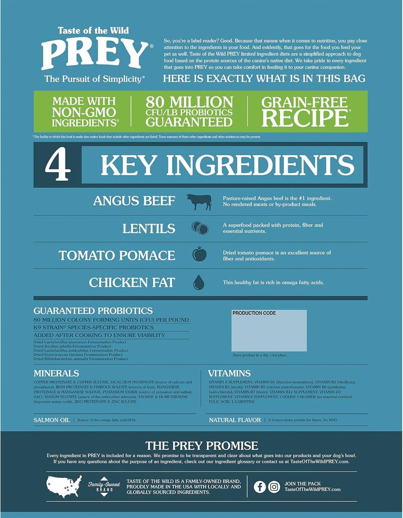 Taste of the Wild Prey Angus Beef Formula For Dog With Limited Ingredients - Image 2