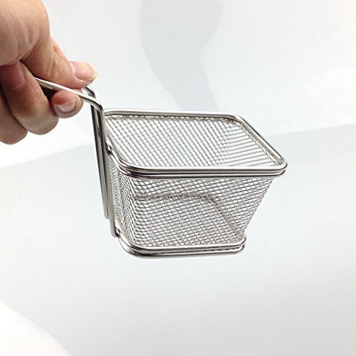 i Kito Stainless Steel Mini Square Fry Basket French Fries Holder, Fried Food Table Serving (Small 4inch) - Image 5