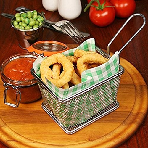 i Kito Stainless Steel Mini Square Fry Basket French Fries Holder, Fried Food Table Serving (Small 4inch) - Image 2