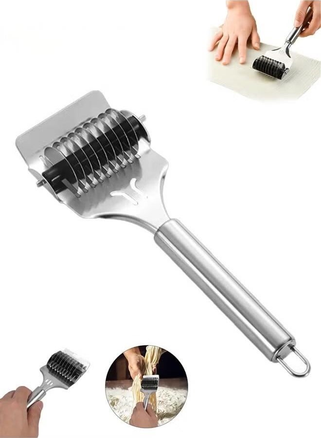 Noodle Cutter, Stainless Steel Noodle Lattice Roller, Dough Cutter Pasta Spaghetti Maker, Handheld Dough Cutter, Noodle Pressing Machine, Noodle Cutter Roller for Kitchen Cooking Tools  - Image 1