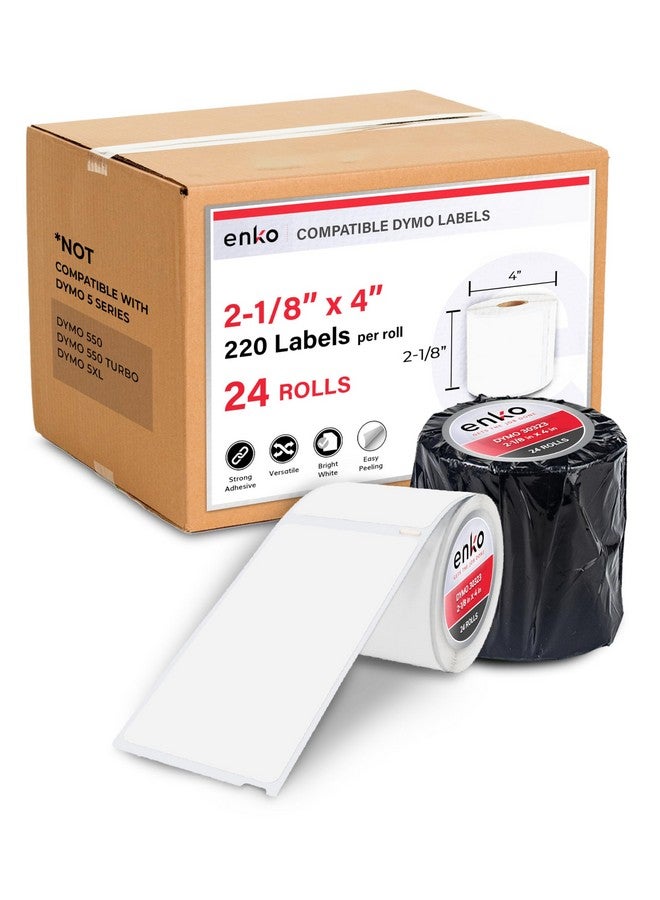 إنكو برودكتس ملصقات العناوين والشحن من Enko (24 لفة، 5280 ملصقًا) 30323 (2-1/8 × 4 بوصات) متوافقة مع ماكينة Dymo Labelwriter - Image 1