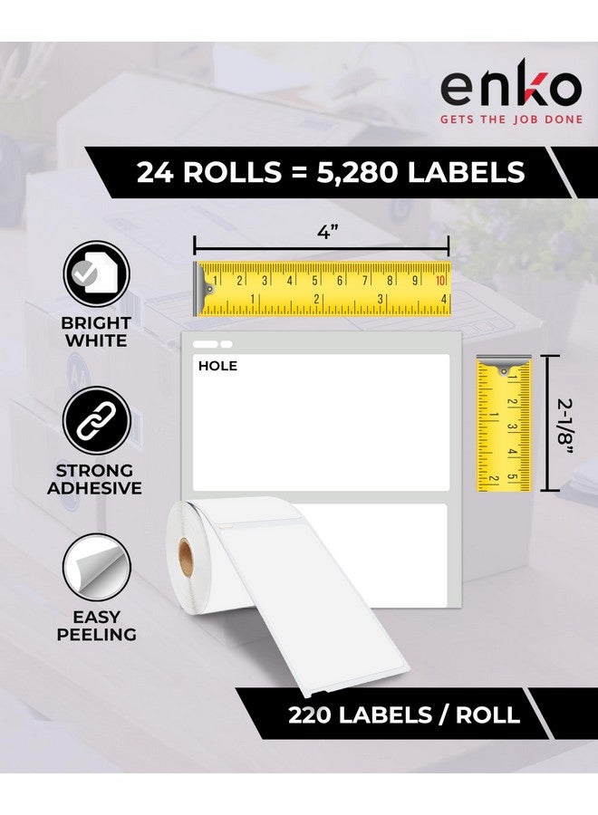 إنكو برودكتس ملصقات العناوين والشحن من Enko (24 لفة، 5280 ملصقًا) 30323 (2-1/8 × 4 بوصات) متوافقة مع ماكينة Dymo Labelwriter - Image 2