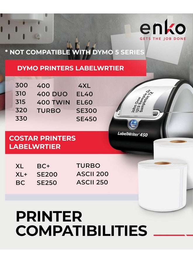إنكو برودكتس ملصقات العناوين والشحن من Enko (24 لفة، 5280 ملصقًا) 30323 (2-1/8 × 4 بوصات) متوافقة مع ماكينة Dymo Labelwriter - Image 3