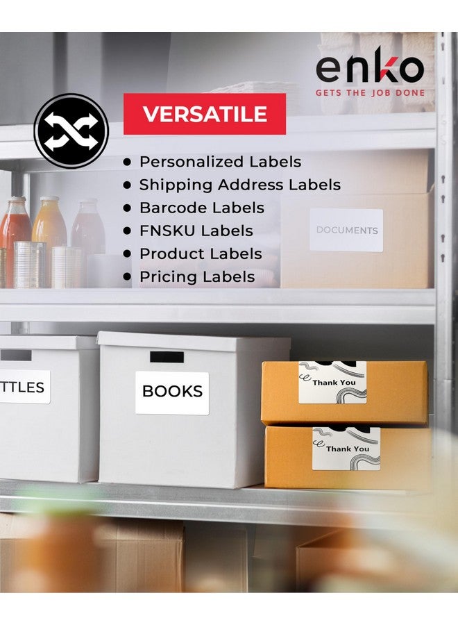 إنكو برودكتس ملصقات العناوين والشحن من Enko (24 لفة، 5280 ملصقًا) 30323 (2-1/8 × 4 بوصات) متوافقة مع ماكينة Dymo Labelwriter - Image 4