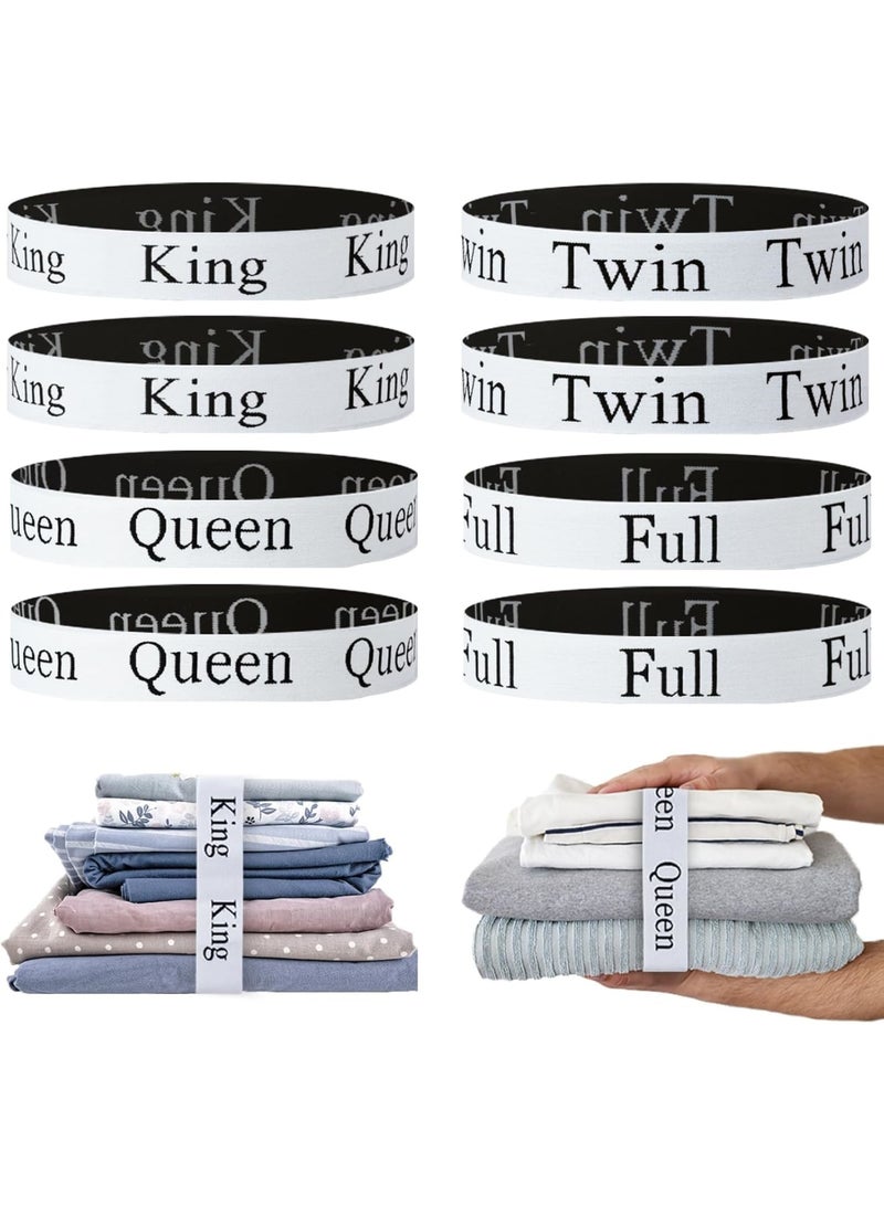SYOSI Bed Sheet Organizer Bands, Elastic Sheet Straps and Storage Keepers for Bedding Sets, Stretchable Linen Labels for Neat Closet Bedroom Dorm and Laundry Organization, 8 Pieces Set - Image 1