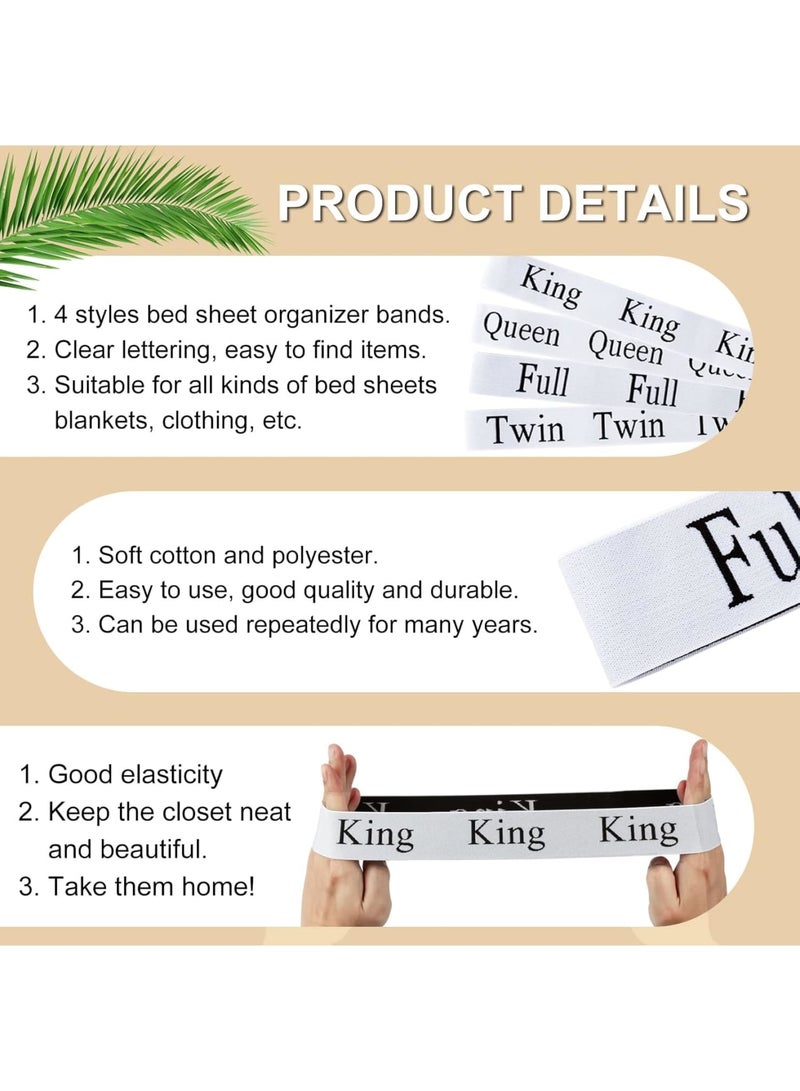 SYOSI Bed Sheet Organizer Bands, Elastic Sheet Straps and Storage Keepers for Bedding Sets, Stretchable Linen Labels for Neat Closet Bedroom Dorm and Laundry Organization, 8 Pieces Set - Image 4