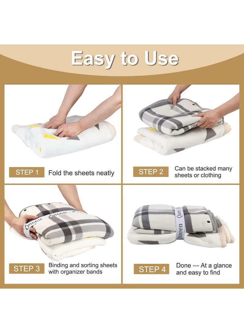 SYOSI Bed Sheet Organizer Bands, Elastic Sheet Straps and Storage Keepers for Bedding Sets, Stretchable Linen Labels for Neat Closet Bedroom Dorm and Laundry Organization, 8 Pieces Set - Image 5