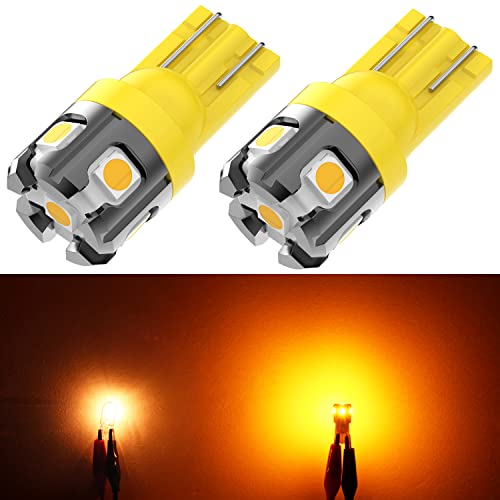 PHINLION 194 LED Light Bulb Amber Yellow Super Bright 168 2825 2827 T10 W5W Miniature LED Replacement Bulbs for Car Interior Map Dome Door Courtesy License Plate Side Marker Lights - Image 1