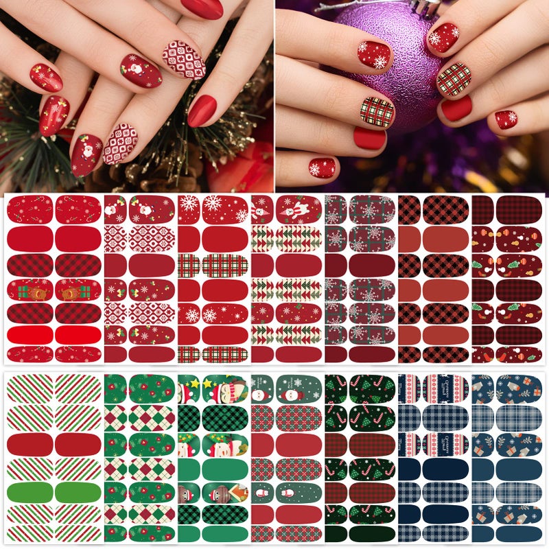TailaiMei TailaiMei 14 Sheets Christmas Nail Wraps Stickers Nail Polish Strips SelfAdhesive Full Wraps with 2 pcs Nail Files for DIY Nail Art Decals Gift Style
