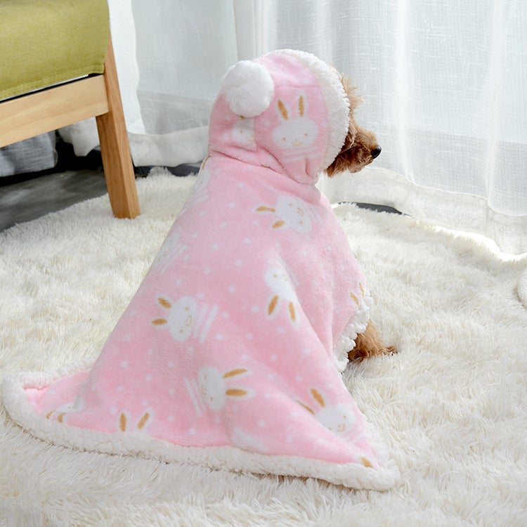 Generic Warm Plush Pet Sleeping Bag for Small Dogs Pink cloak blanket