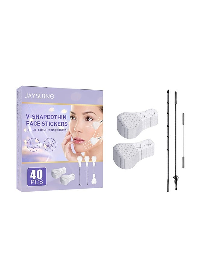 40 Pieces Face Lift Tapes Face Lifting Patch Invisible V-line Face lift Sticker Neck and Eye Makeup Lift Strips Waterproof Elasticity Double Chin Lift Patch for Women Girls - Image 1