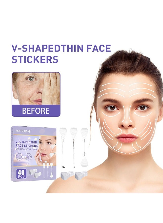 40 Pieces Face Lift Tapes Face Lifting Patch Invisible V-line Face lift Sticker Neck and Eye Makeup Lift Strips Waterproof Elasticity Double Chin Lift Patch for Women Girls - Image 2