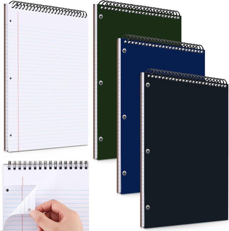3 مجموعات من : دفاتر ملاحظات حلزونية بحجم 8.5" x 11"، مزودة بـ 10 أوراق قانونية بيضاء مثقوبة بثلاث ثقوب، بخطوط مرسومة، مناسبة للاستخدام في المكتب أو المدرسة أو الأعمال. - Image 1