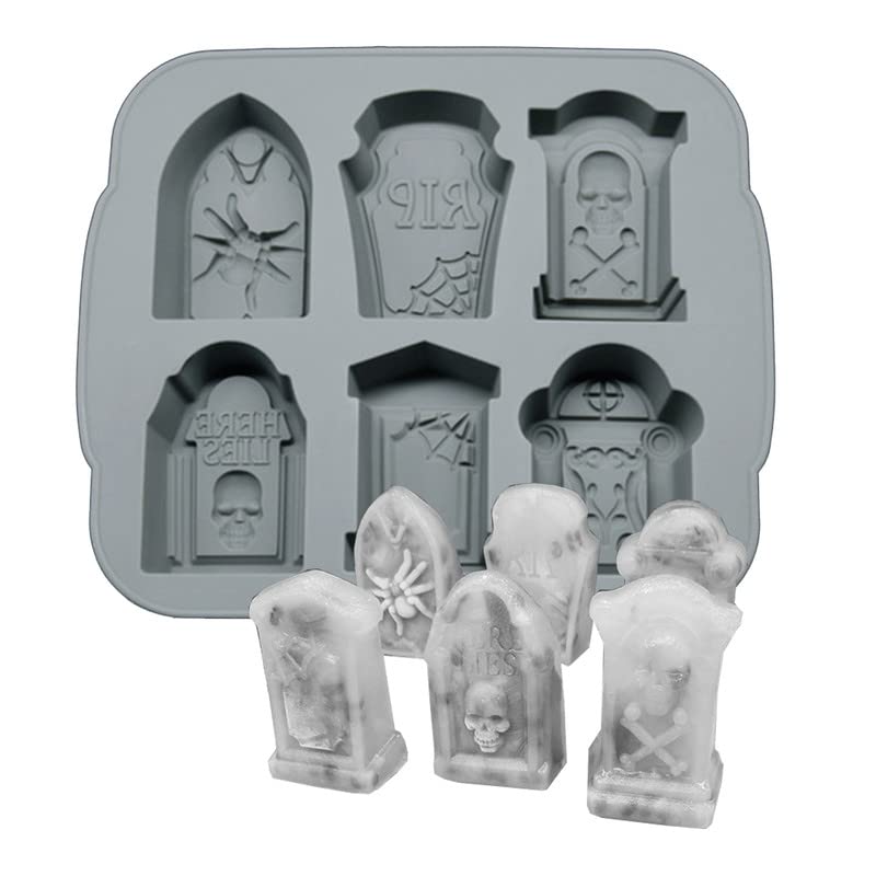 Silicone Ice Cube Trays Halloween RIP Gravestone Mold for Ice Candy Cake Soap
