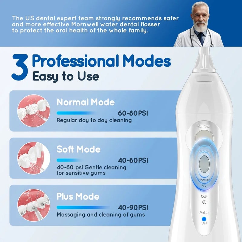 Mornwell Water Flosser Teeth Picks 6 Jets 3 Modes Portable Cordless D52 Water Floss For Teeth Cleaner IPX7 Waterproof Oral Picks - Image 5