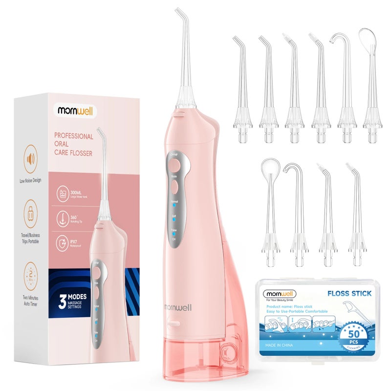 Mornwell Water Flosser Teeth Picks 6 Jets 3 Modes Portable Cordless D52 Water Floss For Teeth Cleaner IPX7 Waterproof Oral Picks - Image 1