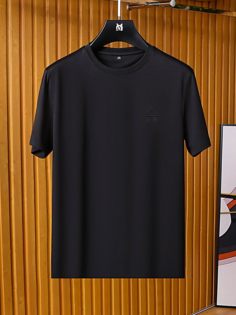 Mercerized Cotton Modal Blended Fabric Summer Thin Casual Men'S Short Sleeve Round Neck T-Shirt Tes110 - Image 5