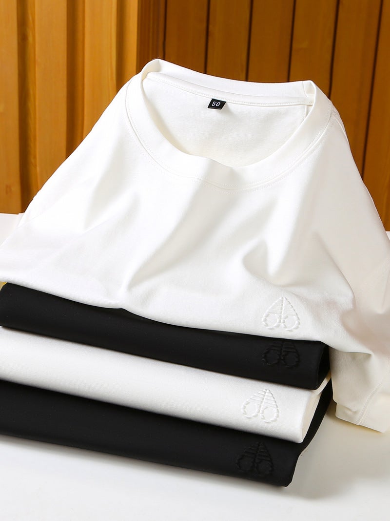 Mercerized Cotton Modal Blended Fabric Summer Thin Casual Men'S Short Sleeve Round Neck T-Shirt Tes110 - Image 2