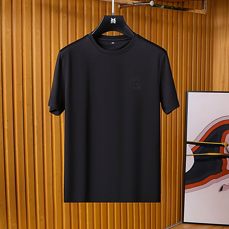 Mercerized Cotton Modal Blended Fabric Summer Thin Casual Men'S Short Sleeve Round Neck T-Shirt Tes110 - Image 1