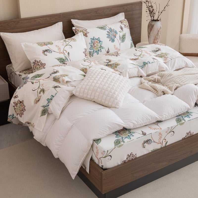 Lady Ann Boho Bedding Sheets Sets King Size 17.5" Deep Pocket 4pcs Green Floral Sheets 100 Percent Cotton Bedsheet Sets - Image 2