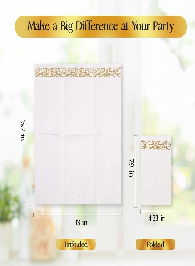 Vplus 200 Pack Paper Napkins Guest Towels Disposable Premium Quality 3-ply Dinner Napkins Disposable Soft, Absorbent, Perfect for Kitchen, Wedding, Parties, Dinners or Events (Gold) - Image 3