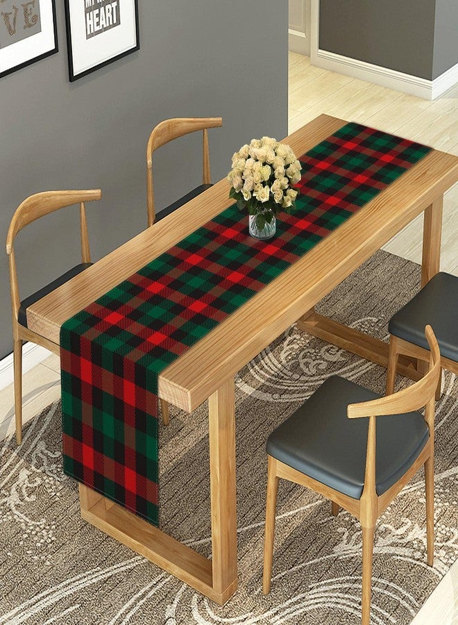 Rainlemon Christmas Buffalo Check Plaid Table Runner Linen Red Green and Black Winter Rustic Kitchen Dining Room Decoration (13" x 72") - Image 5