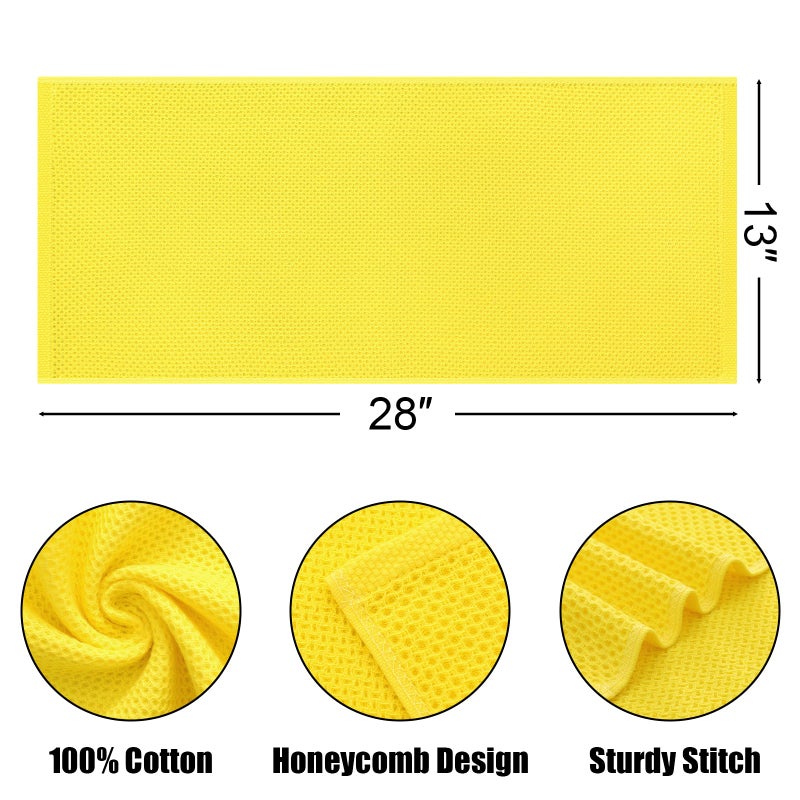 Kitinjoy 100% Cotton Waffle Weave Kitchen Towels  4-Pack Super Soft and Absorbent Kitchen Dish Towels for Drying Dishes  Kitchen Hand Towels  13 in x 28 in  Yellow - Image 2
