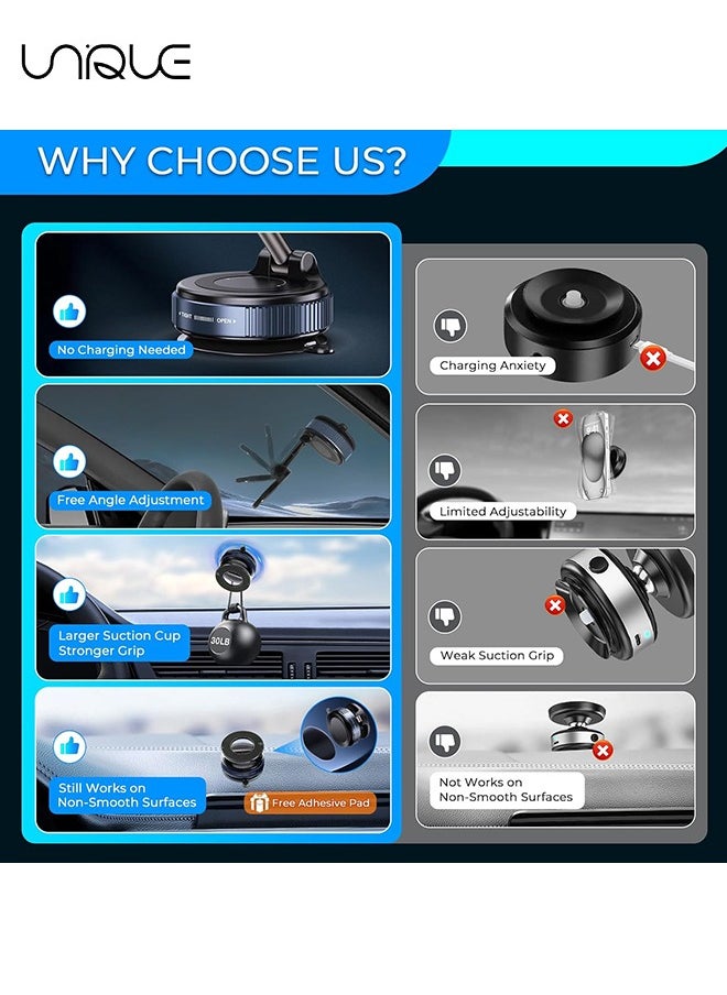 Unique Strong Magnetic Car Phone Holder for MagSafe - Ultra Vacuum Suction Cup Phone Mount 360° Cell Phone Holders - for Your Car for All Smartphones & All Car Models  - Image 3