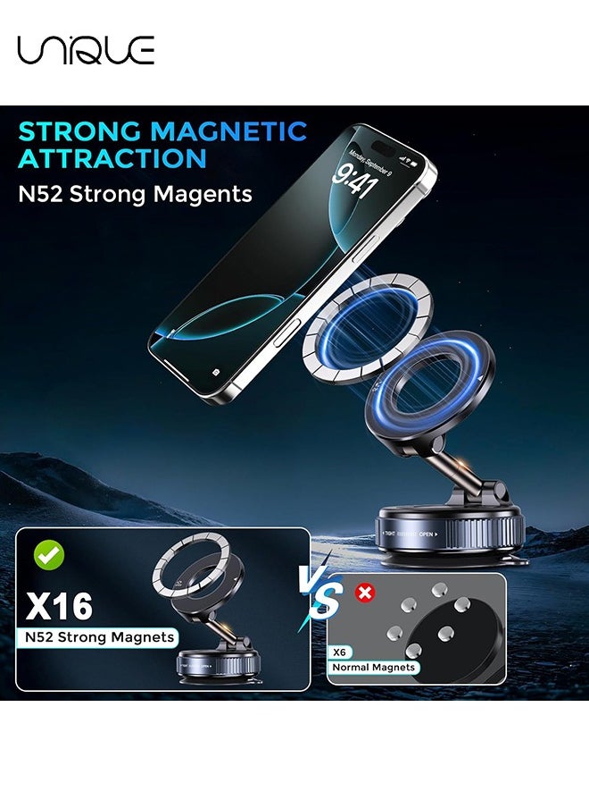 Unique Strong Magnetic Car Phone Holder for MagSafe - Ultra Vacuum Suction Cup Phone Mount 360° Cell Phone Holders - for Your Car for All Smartphones & All Car Models  - Image 4