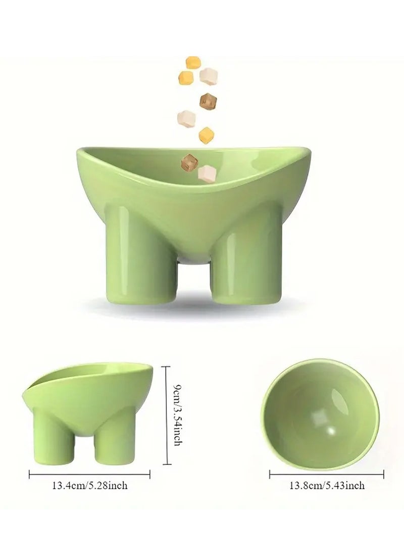Elevated Cat Bowl with Stand - Neck-Friendly, Anti-Tip Plastic Feeding Dish for Cats, Elephant Leg, Slanted Mouth, Water Feeding - Image 2