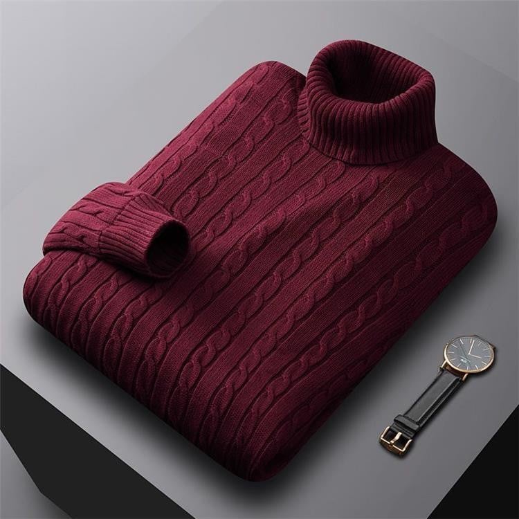 Men'S Thick Turtleneck Sweater, Cotton Knit Sweater With Fleece, Thickened Thermal Underwear, Men'S Sweater, Soft And Stylish - Image 5
