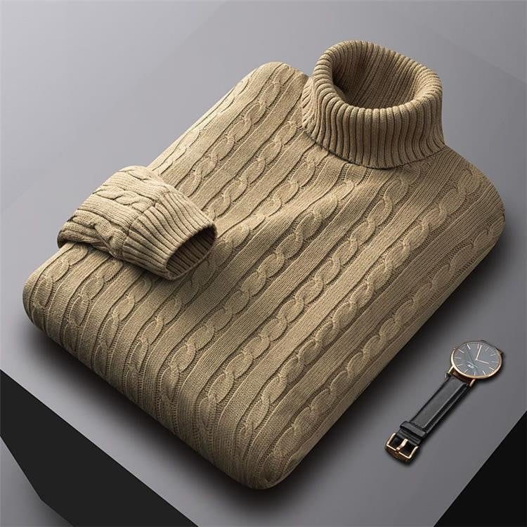 Men'S Thick Turtleneck Sweater, Cotton Knit Sweater With Fleece, Thickened Thermal Underwear, Men'S Sweater, Soft And Stylish - Image 4