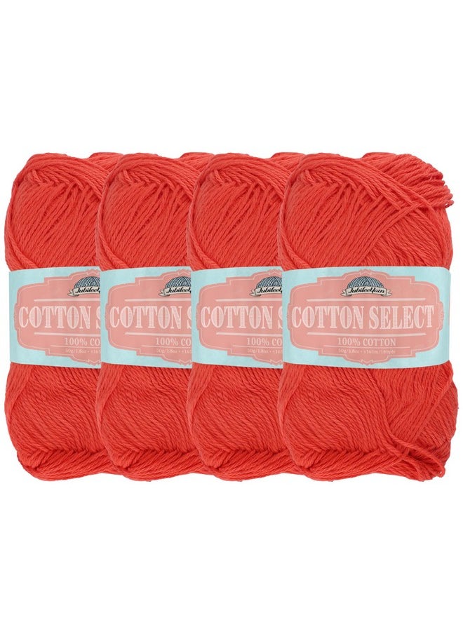 BambooMN - Jubileeyarn Cotton Select Yarn Sport Weight 50G/Skein Hearts Red 4 Skeins - Image 1
