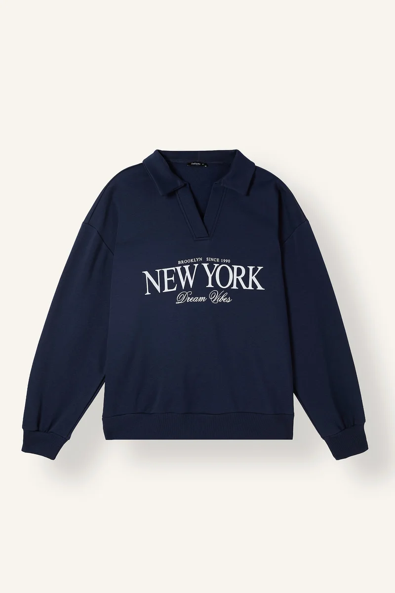 Defacto Relax Fit Printed Long Sleeve Sweatshirt